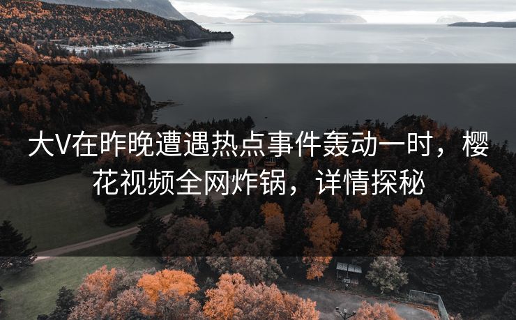 大V在昨晚遭遇热点事件轰动一时,樱花视频全网炸锅,详情探秘
