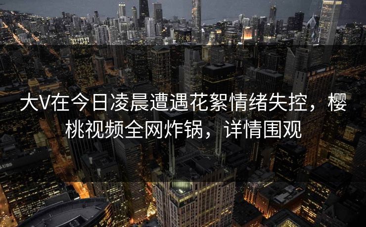 大V在今日凌晨遭遇花絮情绪失控，樱桃视频全网炸锅，详情围观
