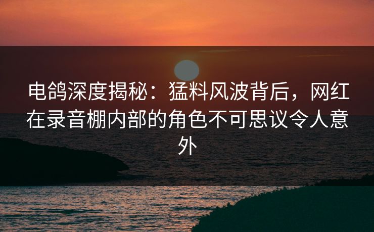 电鸽深度揭秘:猛料风波背后,网红在录音棚内部的角色不可思议令人意外 电鸽深度揭秘:猛料风波背后,网红在录音棚内部的角色不可思议令人意外