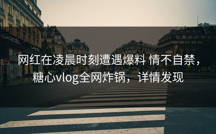 网红在凌晨时刻遭遇爆料 情不自禁，糖心vlog全网炸锅，详情发现